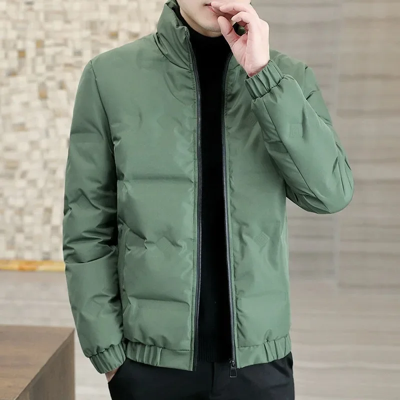 Lightweight Down Jacket Men Trendy Short Thicken Winter  Male Warm Large Size Outwear Stand Collar Casual Solid Color Outcoat