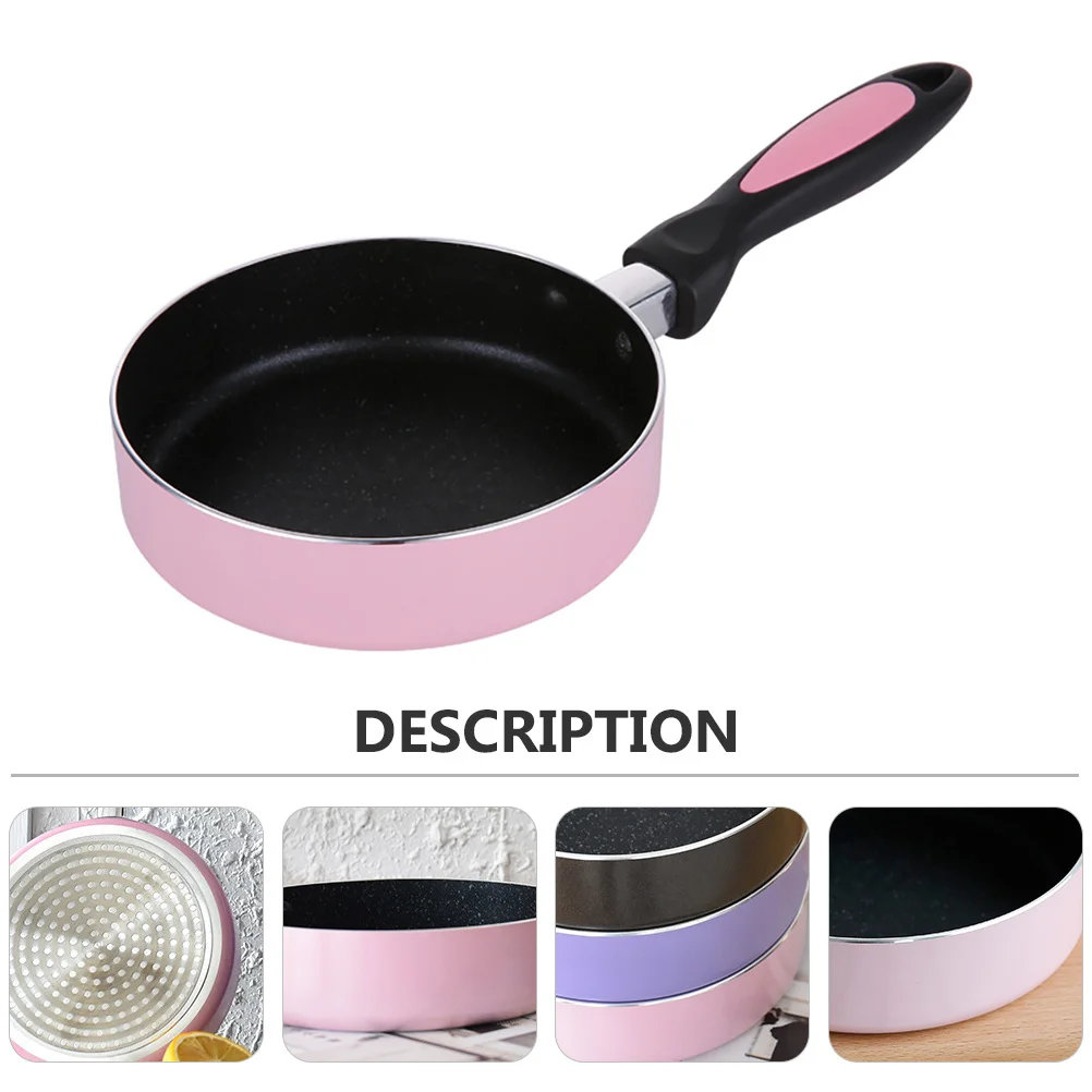 

1pc Pink Non-Stick Frying Pan Smooth Surface Bakelite Handle Honeycomb Stainless Steel Bottom For Induction Gas Cooker Mini