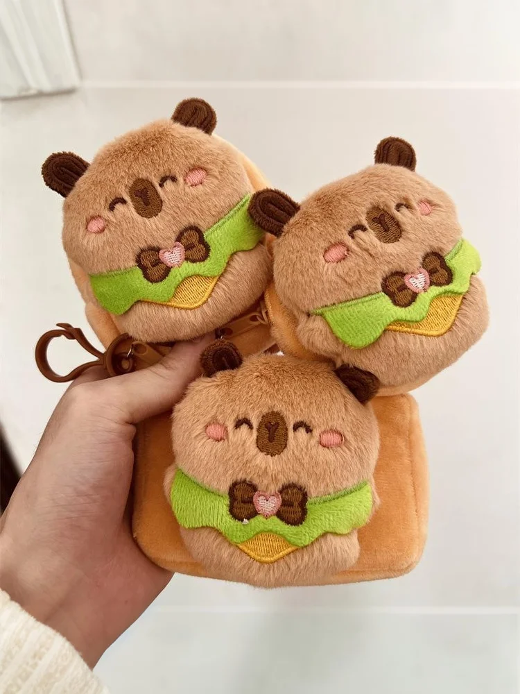 ของขวัญสําหรับเด็ก: กระเป๋าใส่เหรียญการ์ตูน Capybara ผ้าพลัฌและที่เก็บหูฟัง; อุปกรณ์เสริมกระเป๋าพวงกุญแจมีสไตล์