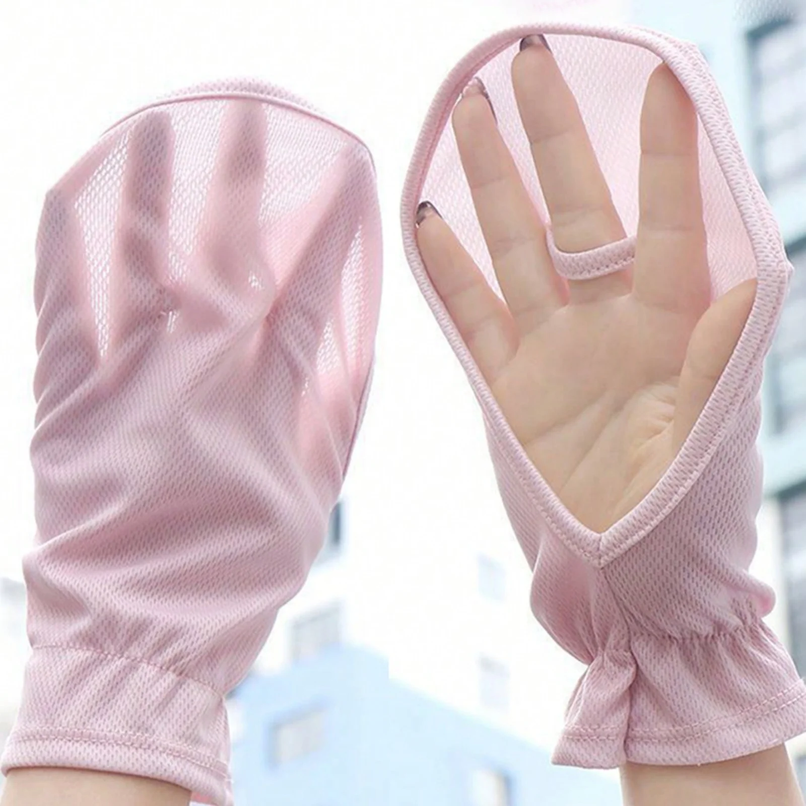 UPF50+UV Protection Long Gloves for Women,Sunblock Sleeves with Fingerless Design,Breathable Anti-UV Arm Cover for Driving，Outdo image 2
