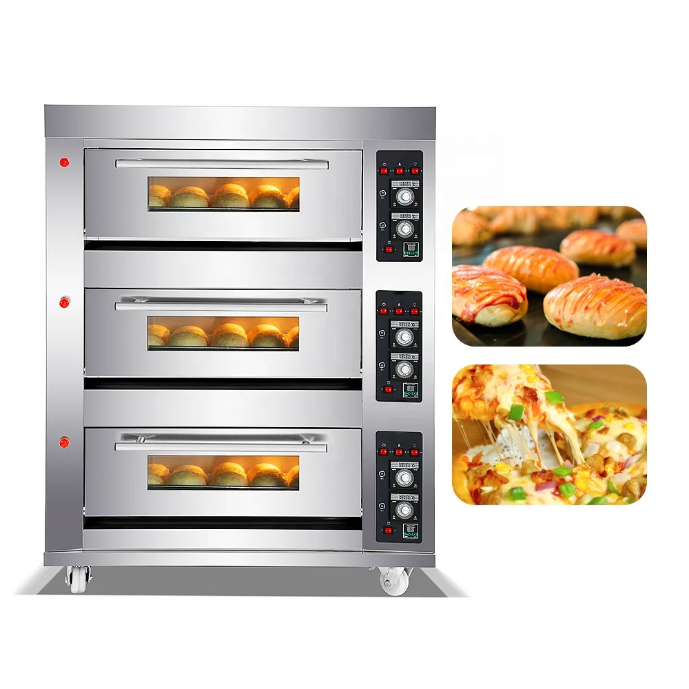 Stainless Steel Multi-function Gas Oven Commercial Baking Equipment Baking Oven Gas Deck Oven Pizza Baking Machine 1/2/3 Decks