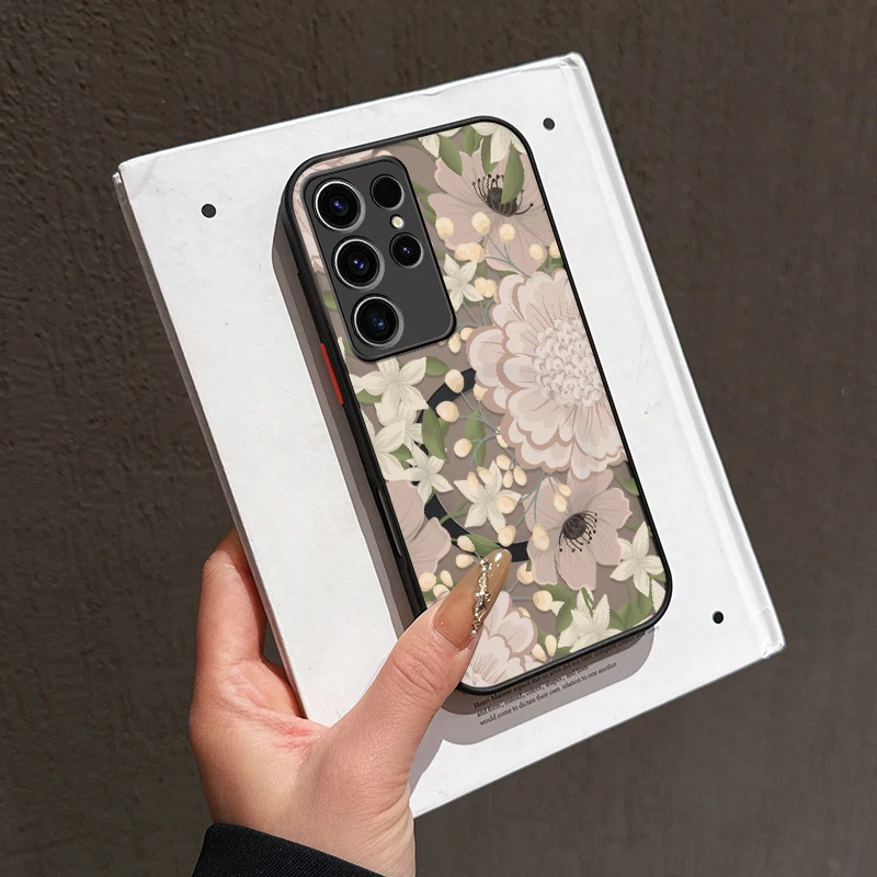 حافظة لهاتف سامسونج جالاكسي S20 FE S21 Plus S25 S24 S23 S22 Ultra لهاتف Magsafe غطاء نمط زهرة مغناطيسي للشحن اللاسلكي #3