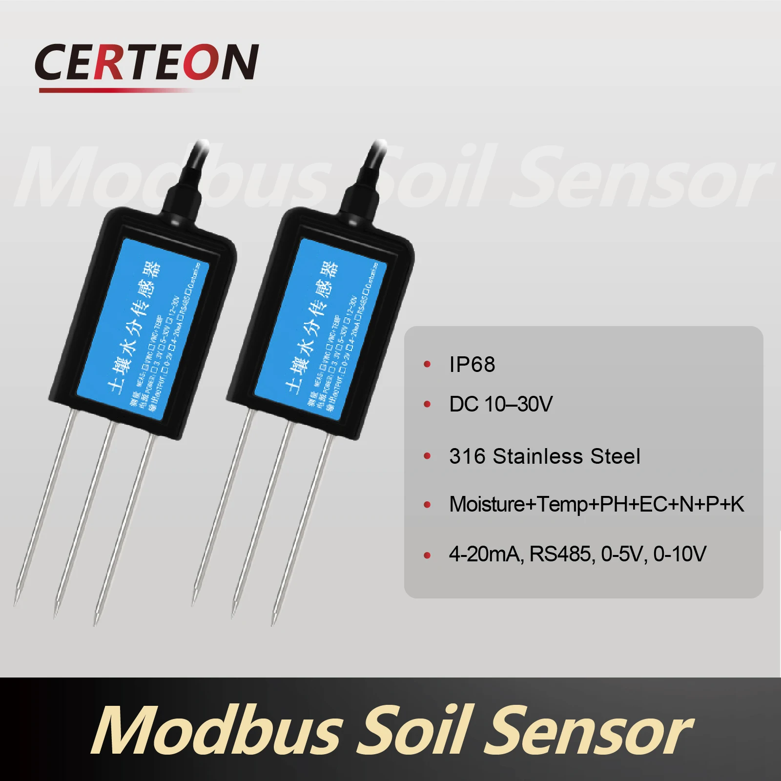 Soil Comprehensive Sensor Moisture Nitrogen Phosphorus Potassium PH Conductivity PH Monitoring Soil Temperature Detector