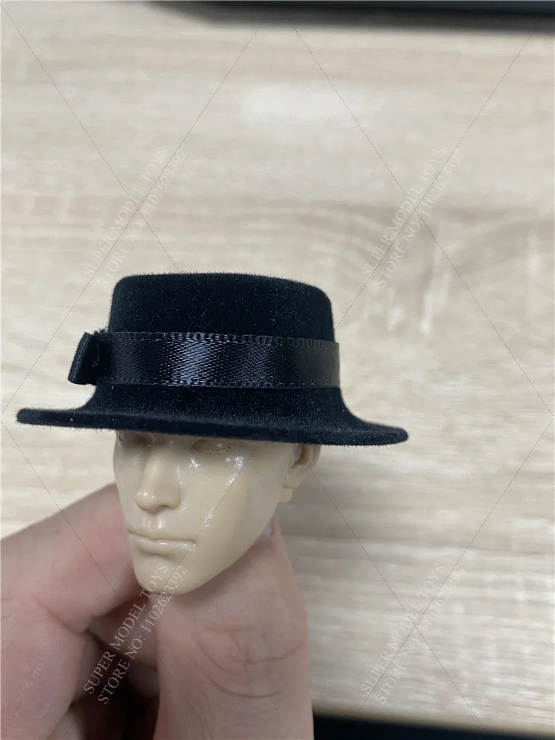 In Stock 1/6 Soldier Trendy Retro Black Spy Western Cowboy Hat Western Cowboy Sunshade Hat For 12-inch Action Figure Model Toys