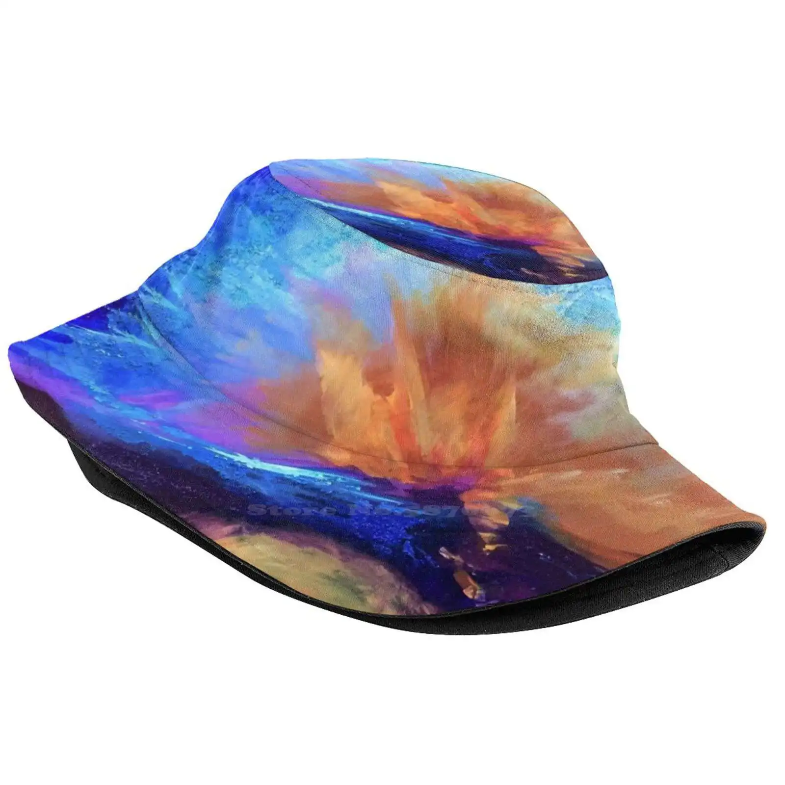 Color Burst Painting By Carrie Lacey Boerio Print Bucket Hats Sun Cap Blue Orange Original Painting Abstract Painting Carrie