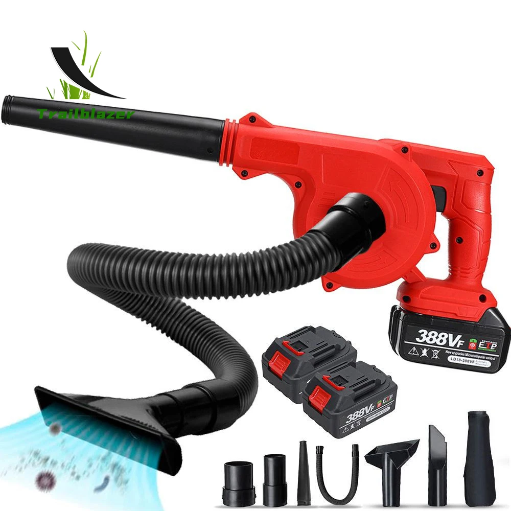 Battery Powered Blower Electric Air Blower 2 Batteries Leaf Dust Blowing & Suction Vacuum Cleaner