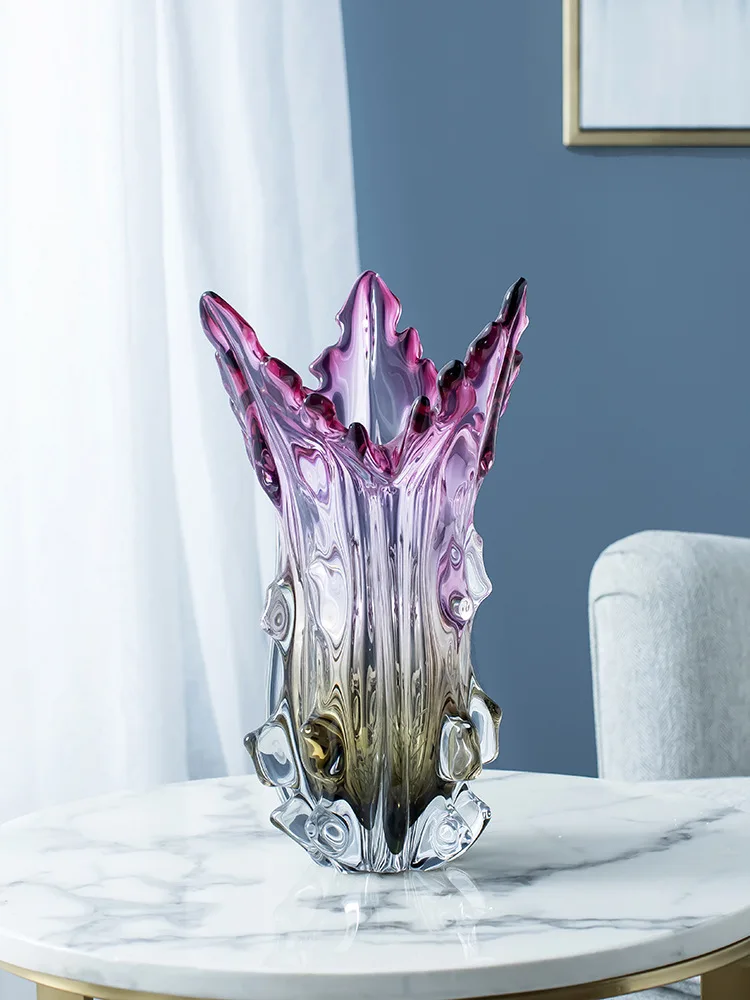 Modern simple glazed purple vase ornament, living room flower arrangement, light luxury Nordic style dining table entrance, adva