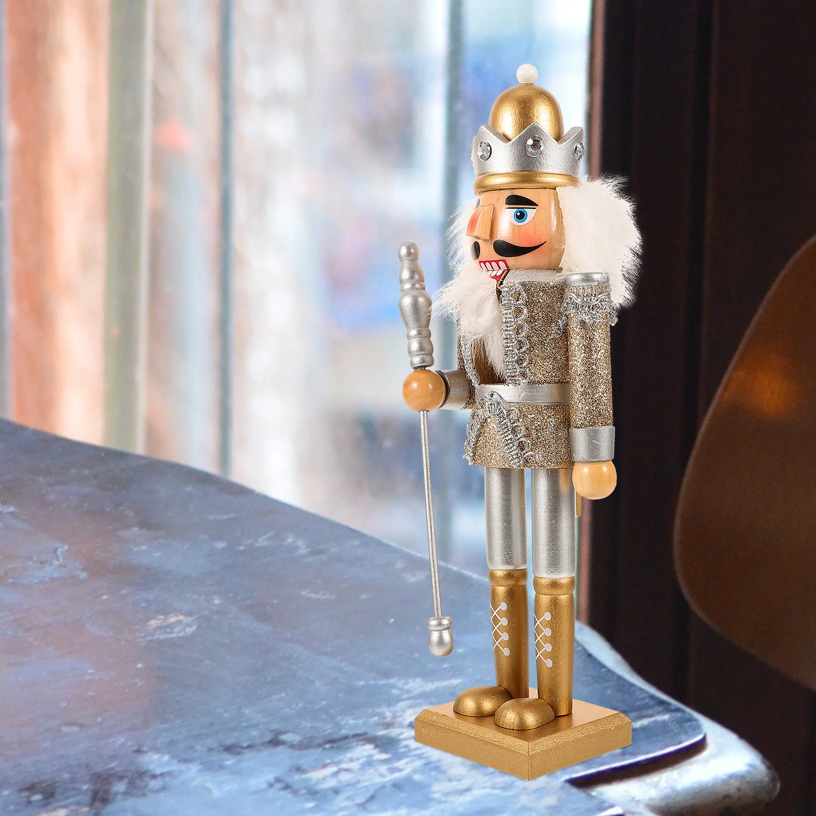 

Wood Nutcracker Ornament Handcrafted Decorative Figure for Home Restaurant Hotel Xmas Gift Desktop Decoration Craft Figurine