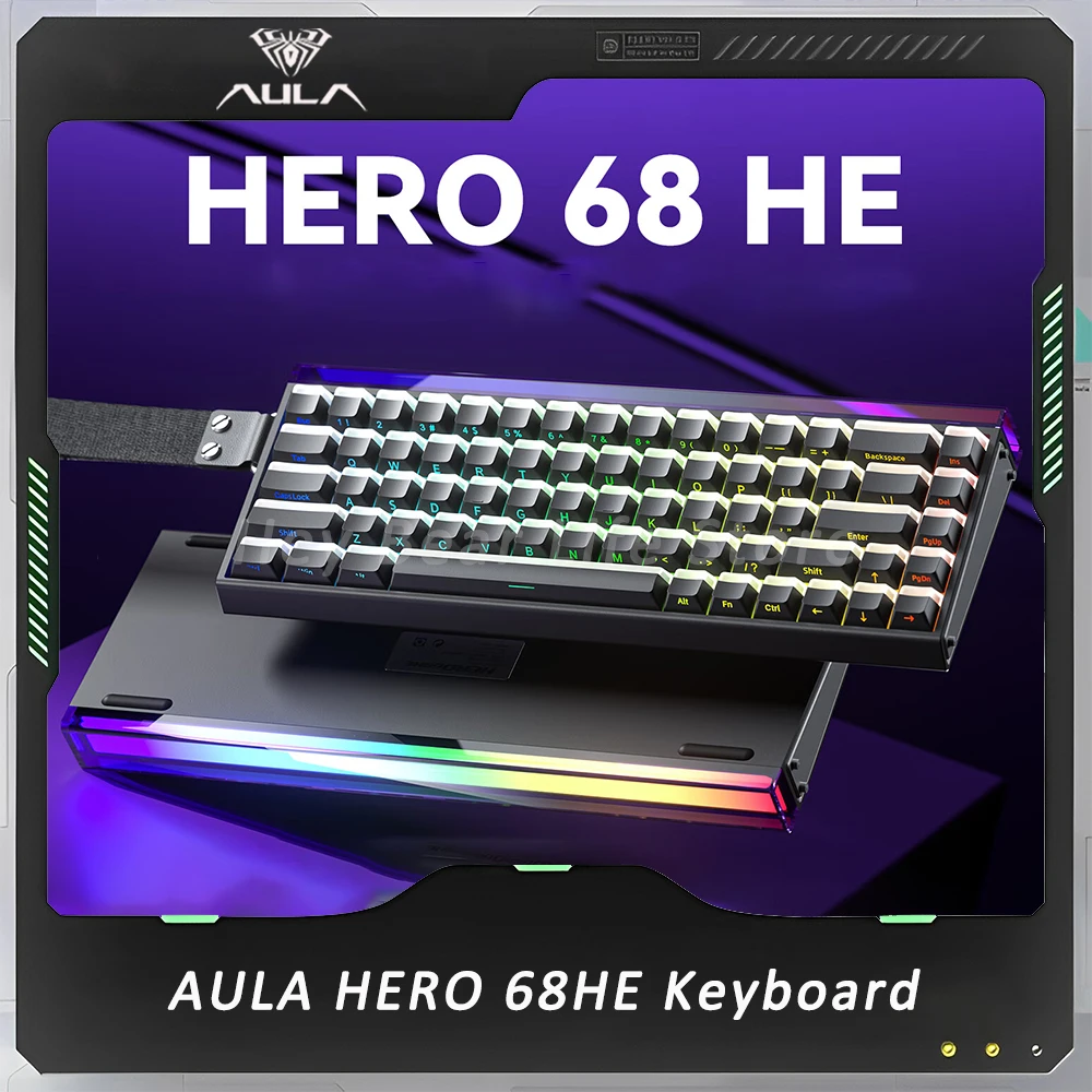 AULA HERO 68HE Gaming Keyboard Magnetic Switch HERO 68 HE Wired RGB Hot Swap E-sports Mechanical Keyboard Customized Accessories