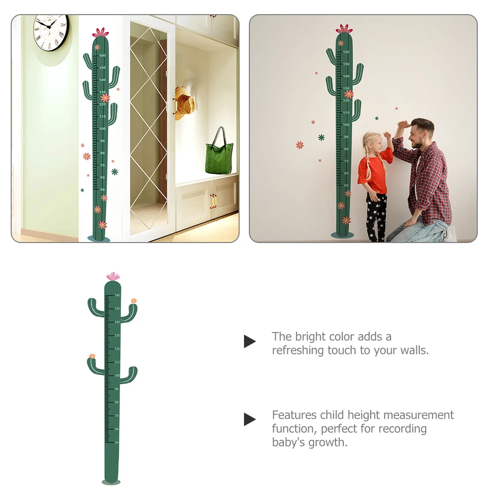

Cartoon Cactus Height Wall Sticker Kids Height Wall Sticker Green Measurement Growth Chart DIY Removable Home Decor