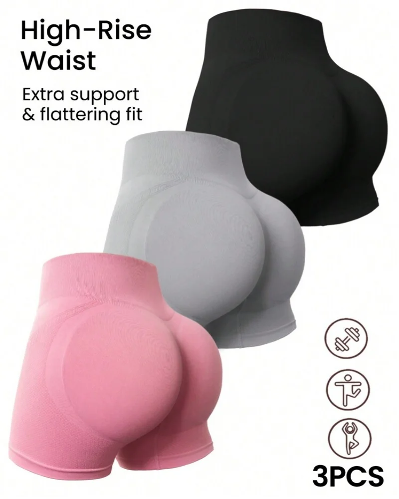Seamless high waisted yoga shorts for summer women, tight fitting, hip lifting, running, quick drying fitness pants