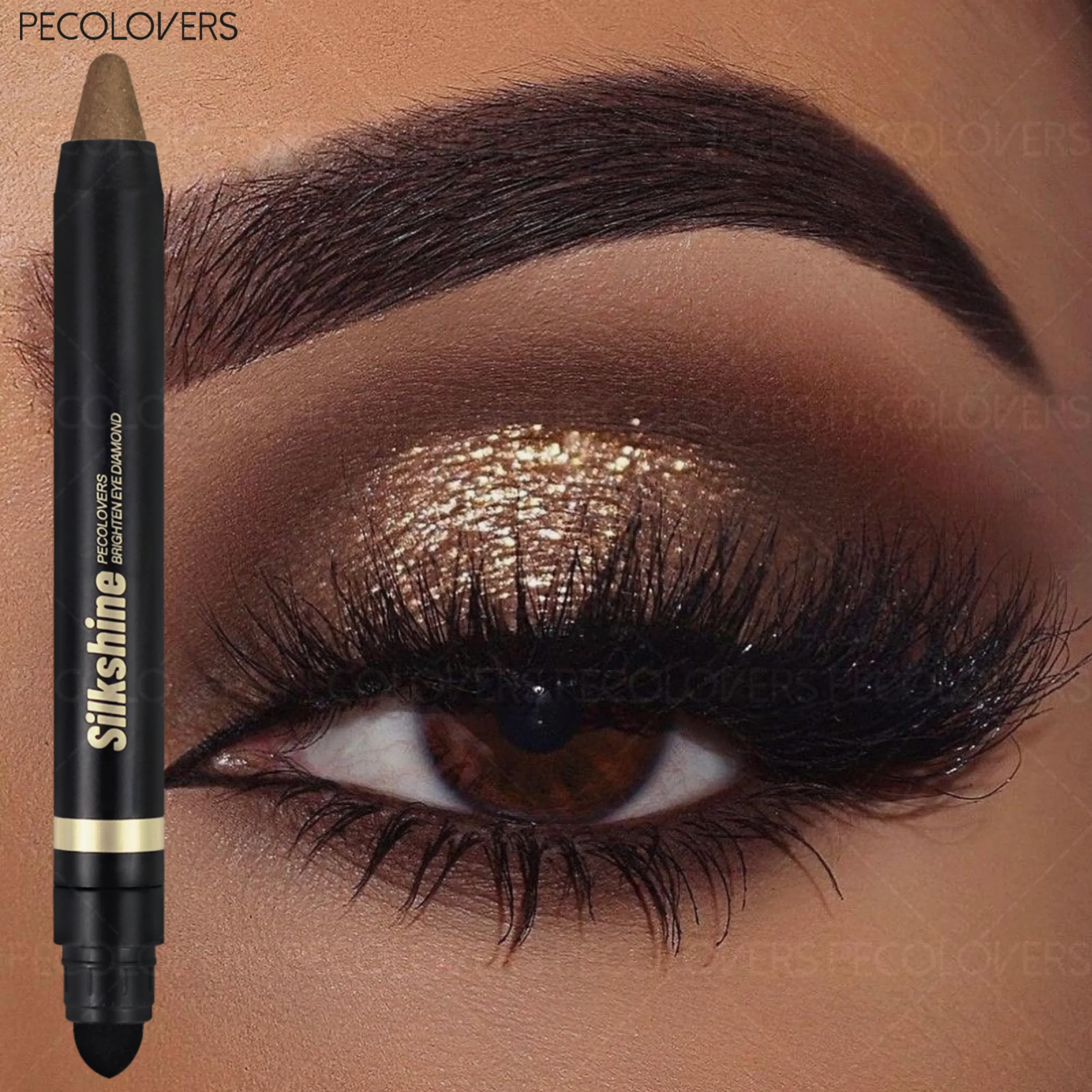 12 Pcs Double-head Highlighter Eyeshadow Stick, With Soft Brush, Brown Forest Green Midnight Blue, Colored High Pigmented