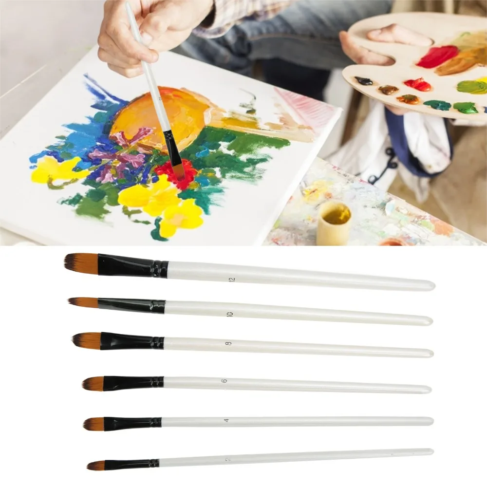 12pcs Artist Quality 6 Sizes Paint Brush Set Soft Bristles Hand Made Artist Paint Brushes Craft Painting Painting