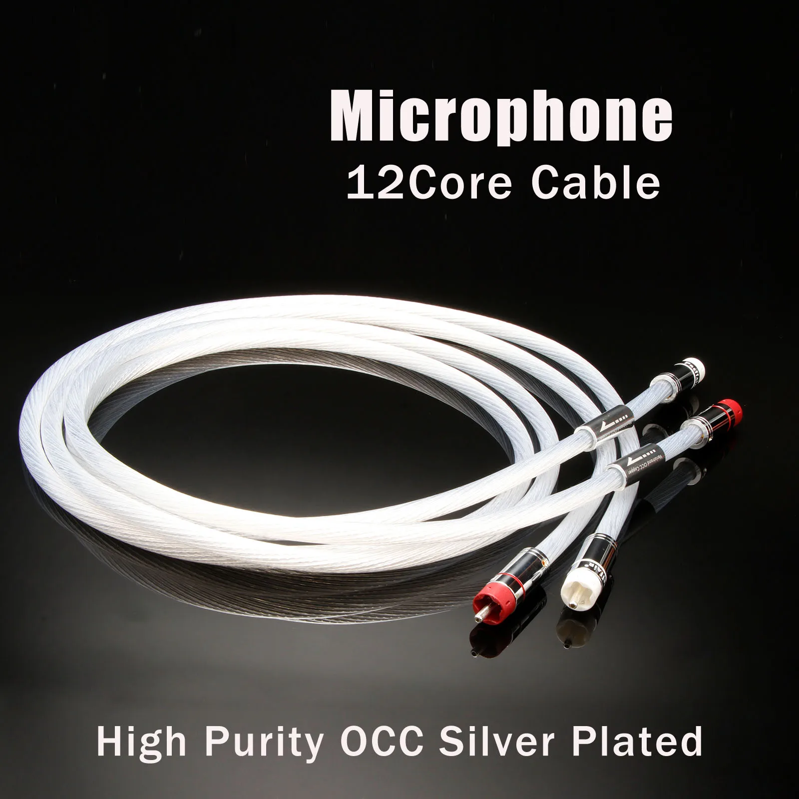 Audiophile RCA to RCA Audio Cable with 12Core OCC Silver Plated Shielded RCA Stereo Cables for HiFi Home Theater