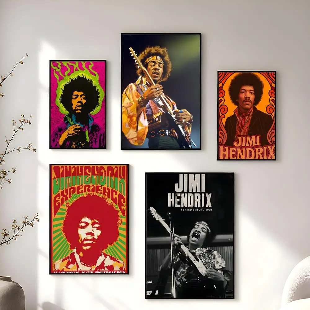 J-Jimi Hendrix Kraft Papper Poster High-Quality And Affordable Wall Stickers For Dormitory And Living Room Decoration