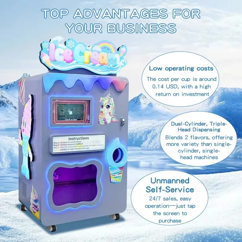 FL Customized Automatic Ice Cream Vending Machine Red Rabbit Soft Serve Maker with Intelligent Robot Arm for High Traffic Areas