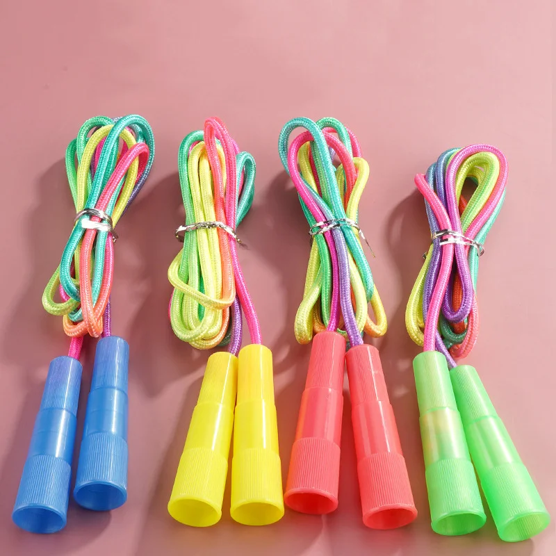 Corde à sauter réglable pour enfants avec poignée, ULen coton colorée, ULde fitness pour enfants diabétiques, jouets de sport amusants, 2.2m, 1PC