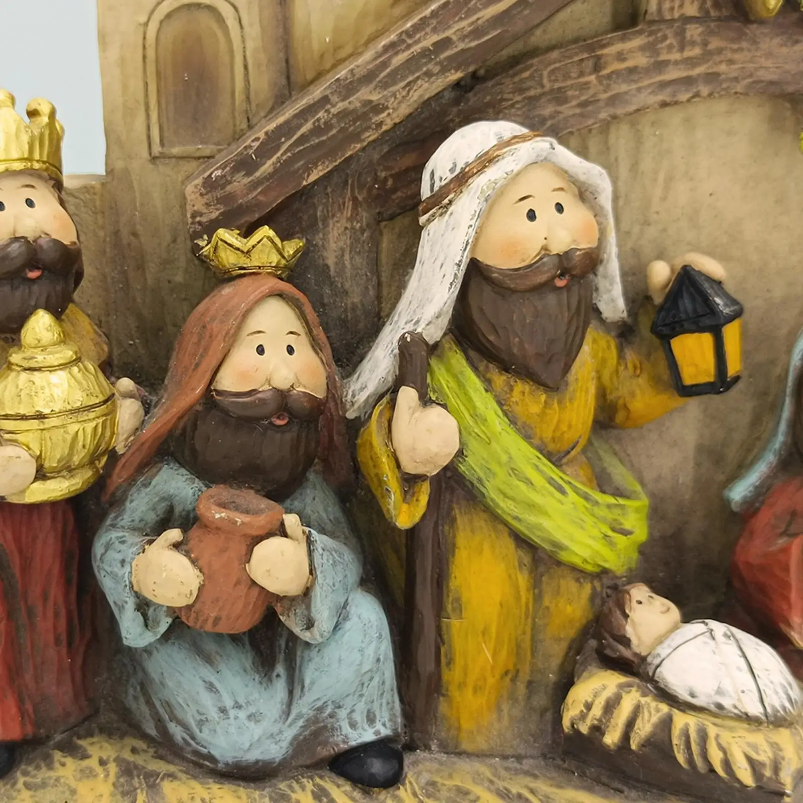 Christmas Nativity Figurines Set Resin Jesus Sculpture for Mantel Decor Holiday Ornament Religious Craftwork Home Decoration