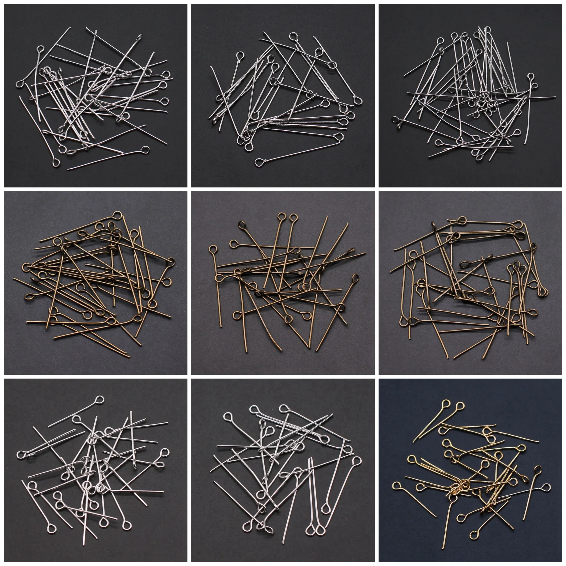 Mixed Colors 9 Eye Head Pins Findings For Bracelet Necklace DIY Jewelry Making Craft Bulk