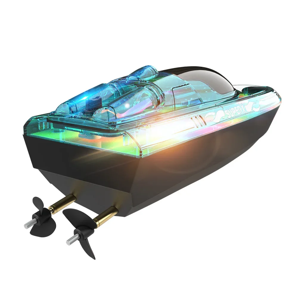 RC Boat com Case para Adultos e Crianças, V555, 2.4GHz Iluminação, RC Racing Boat, Bright LED Light, Bateria Recarregável, 15km, h