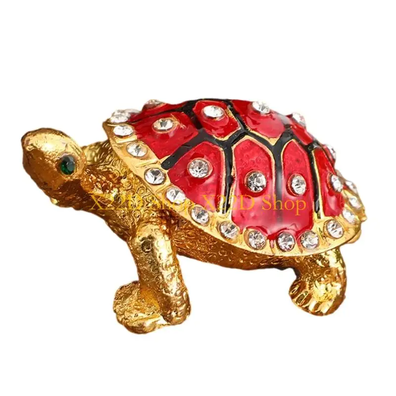 X22D Elegant Metal Turtles Storage Box Vintage Jewelry Case Decors