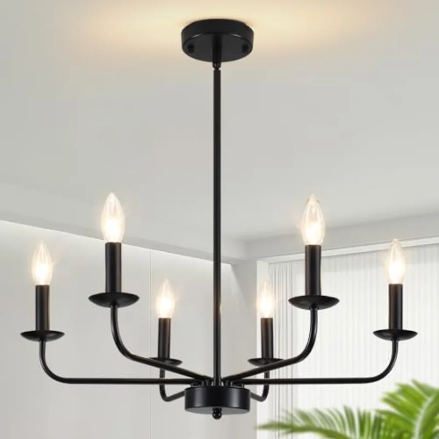 

Chandeliers Ceiling Lights, 6-Light Modern Black Farmhouse Chandelier for Dining Room Light Fixtures Industrial Chandelier Pend