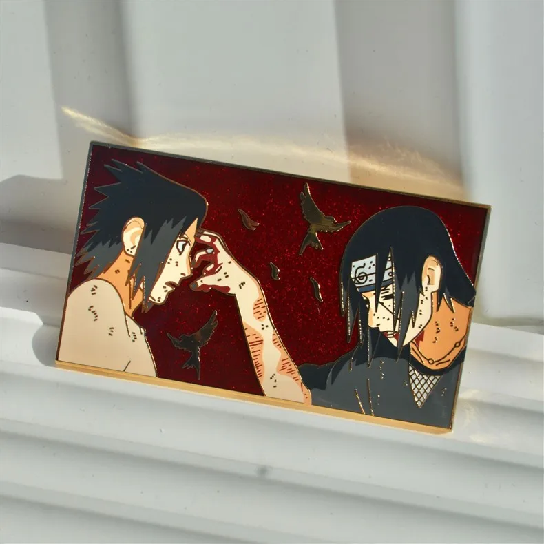 

Uchiha Itachi Sasuke Pins Pendant Anime NARUTO Metal Badges Manga Brooches for Bag Backpack Clothing Lapel Cosplay Gift Decor