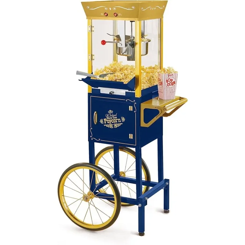 Nostalgia Popcorn Maker Machine - Professional Cart With 8 Oz Kettle Makes Up to 32 Cups - Popcorn Machine Movie Theater Style