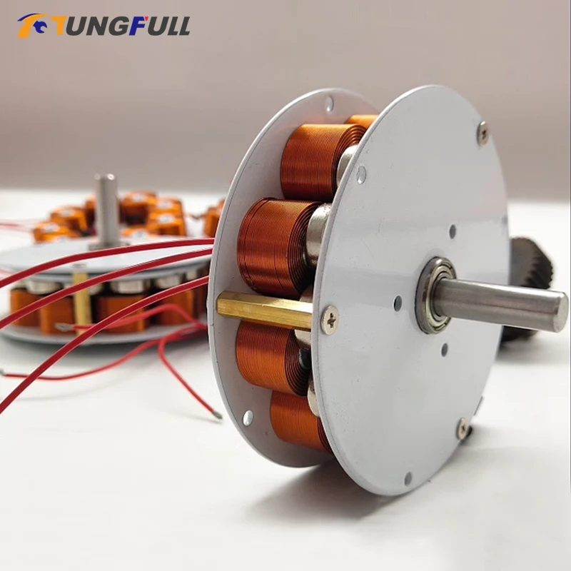 50W 24V Mini Disc Iron Core Generator Strong Magnetic Low Speed Multi-pole Three-phase Ac Generator 100-650rpm 85mm*25mm