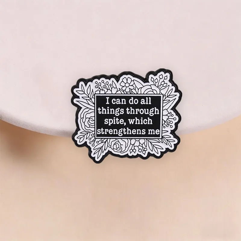 I Can Do All Things Through Spite Enamel Badge Funny Bible Verse Black Humor Sarcastic Quote Pin Lapel Brooch Jewelry Gift