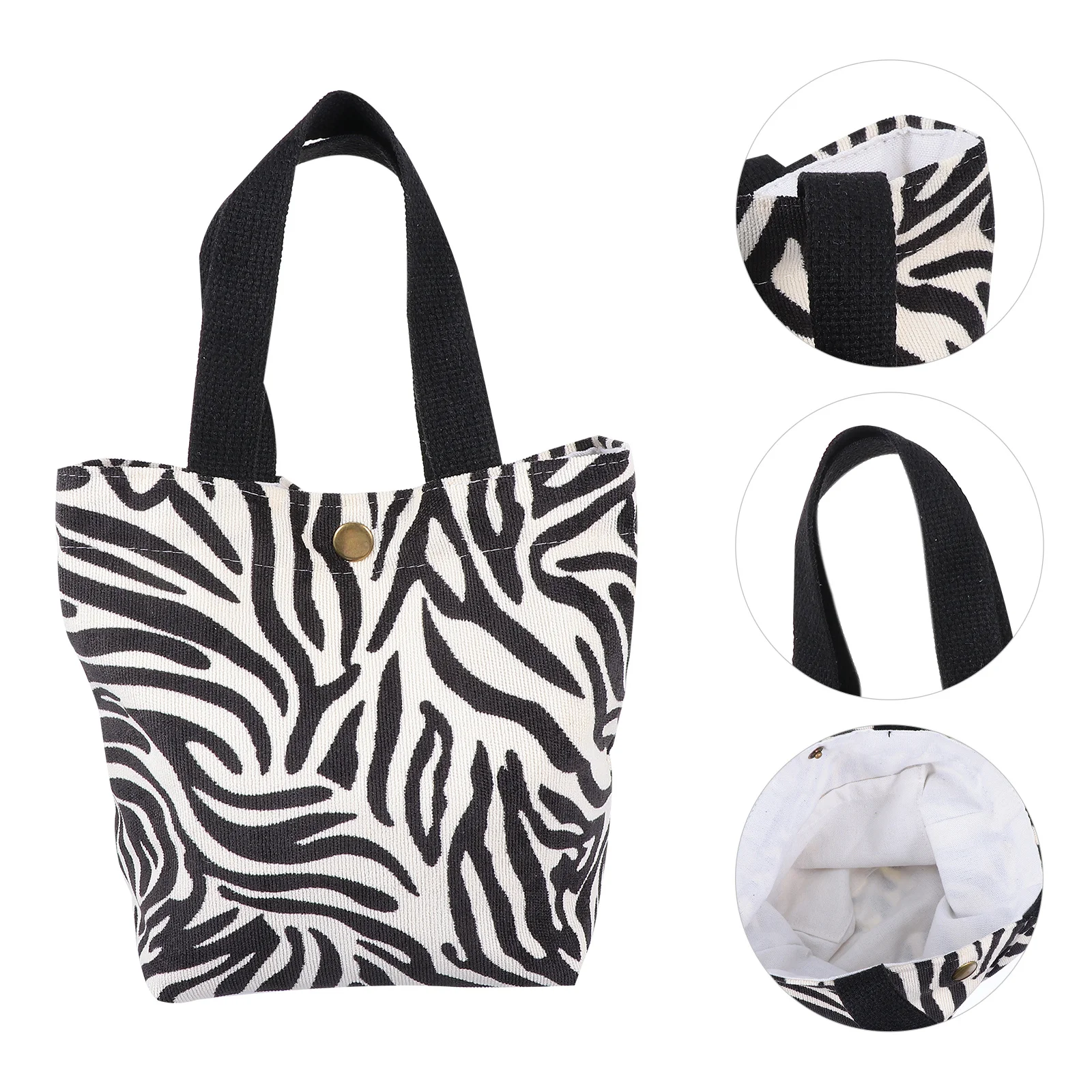 

Corduroy Bento Bag Lovely Printed Lunch Box Tote Portable Handle Insulated Preservation Pouch for School Office Picnic Gift