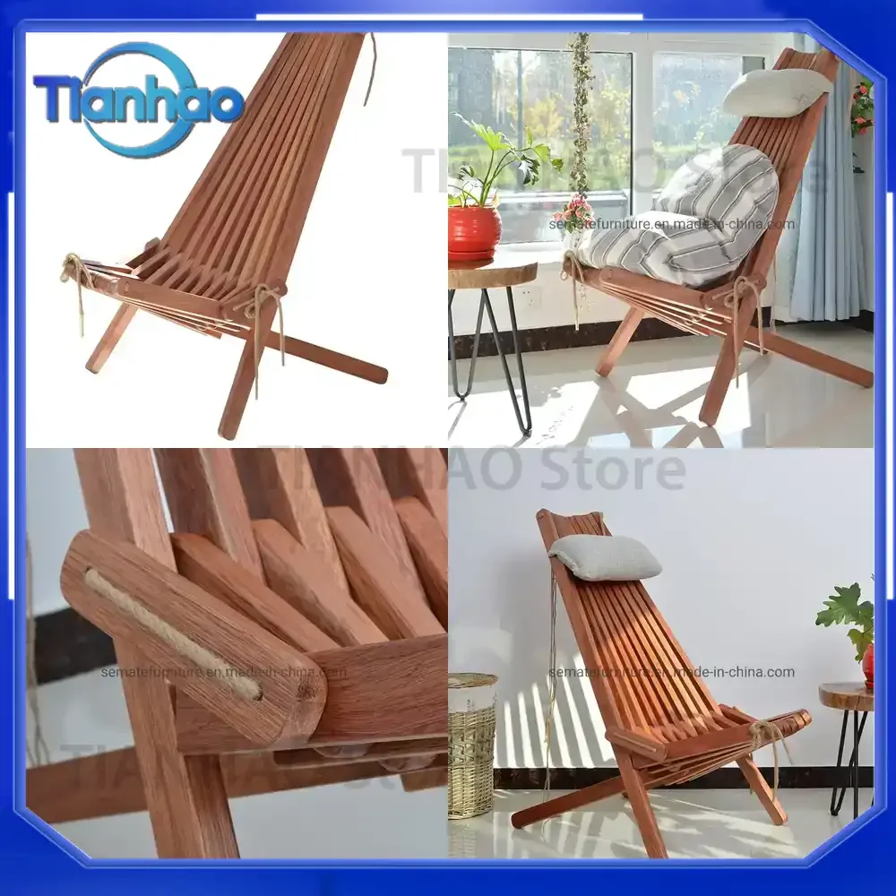 Portable High Quality Outdoor Furniture Solid Wood Recliner Folded Deck Beach Chair Outdoor Chaise Lounge for All Users