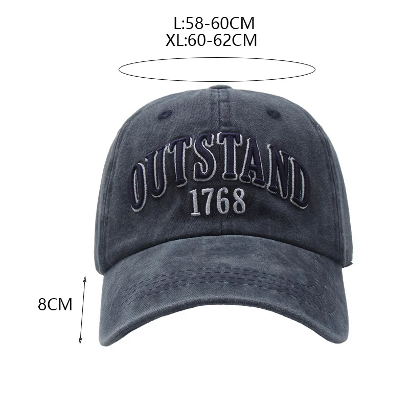 American European Style Vintage Washed Baseball Cap Casual All-Match Letter Embroidered Visor Hat  Outdoor UV Protection Cap