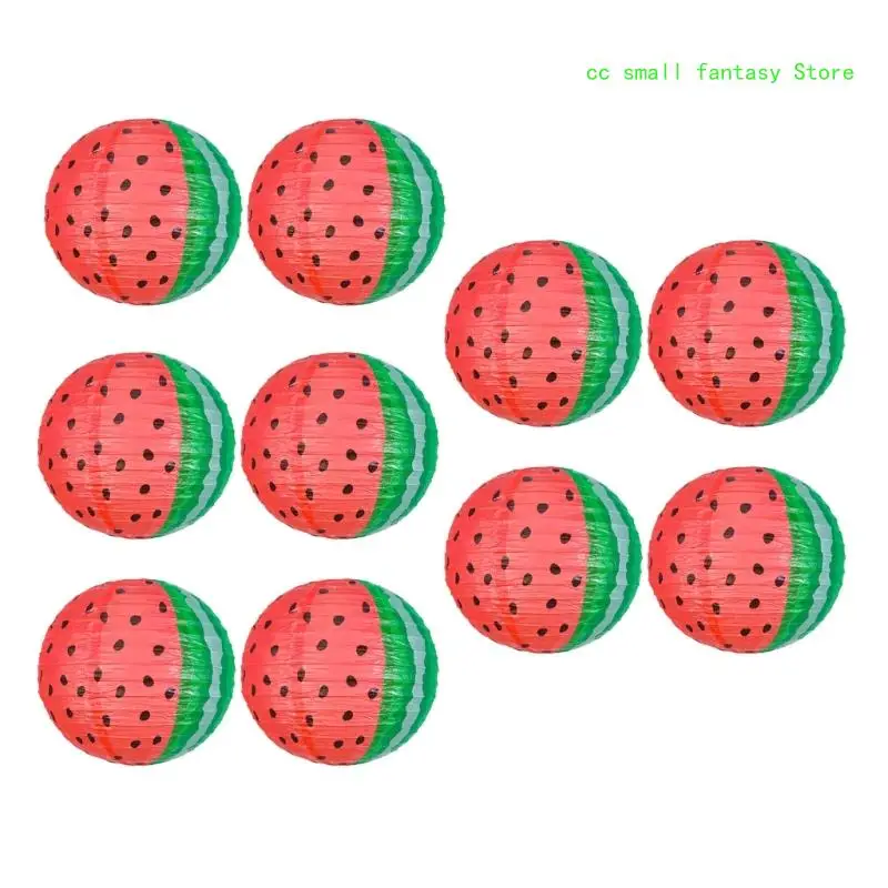 

R3MA Pack of 10 Watermelon Fruit Themed Paper Lanterns Colorful Party Decorations