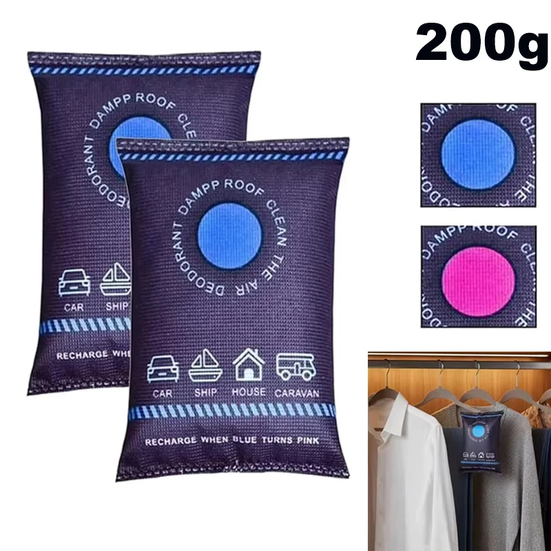 Reusable Silicone Dehumidifier Bag Car Interior Dehumidifier Bag Home Closet Humidity Absorber Bag With Color Indicator