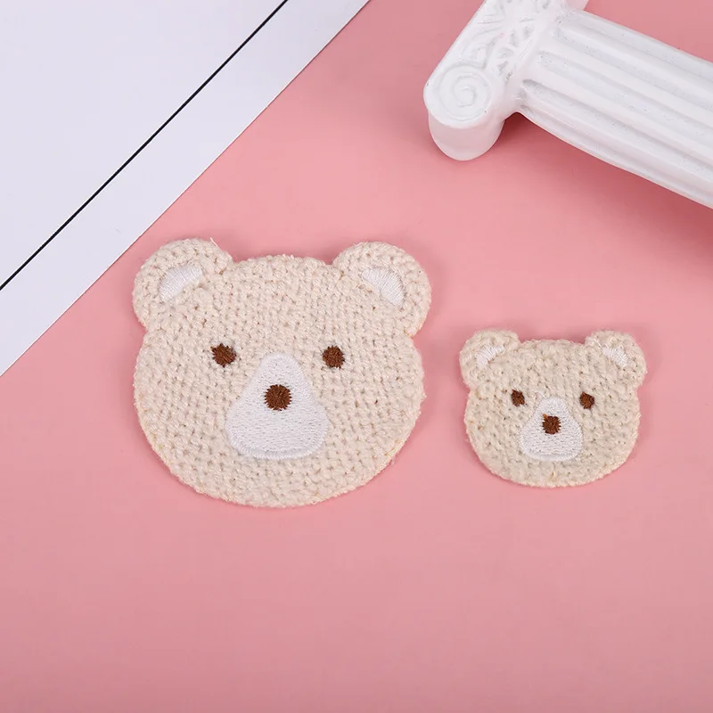 Cartoon Knitted Teddy Bear Patch, Embroidery Applique Badge, Costurar Patches, DIY para Roupas, Chapéus Infantis e Mochila, Adesivo, 15PCs