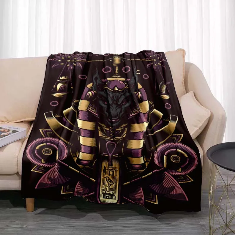 Anubis Ancient Egyptian Culture Blanket Lightweight Bedding Super Soft Worm Flannel Blanket for Bed Living Room Sofa Sofa  Adult