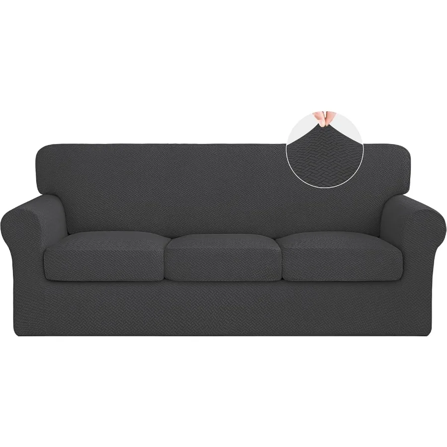 4-delige hoge stretch dikkere bankhoezen zachte bankhoes voor 3 apart kussen met jacquardstof elastisch meubilair Pr