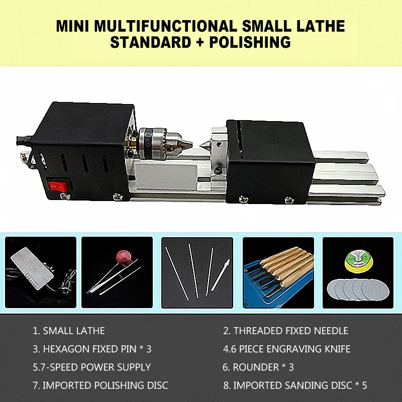 

Mini Beads Machine Miniature Lathe DIY Grinding and Polishing Beads Lathe Polishing Woodworking Buddha Pearl Lathe