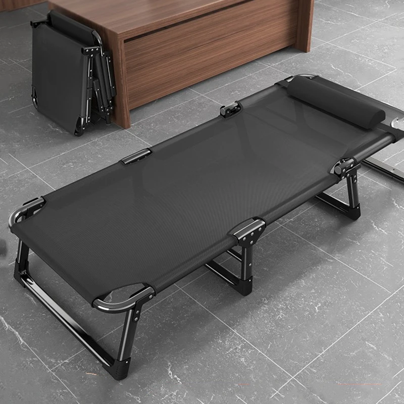 เตียงพับ Teslin สีดำ พกพาสะดวก สำหรับใช้กลางแจ้ง บ้าน ออฟฟิศ งีบหลับ โรงพยาบาล และการเดินทาง