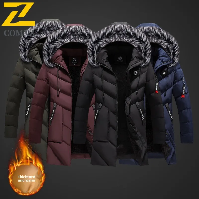 Men Parka Coat 2025 Hooded Trendy Windproof Outdoor Skiing Warm Winter Jacket Travel Snow Sports Lightweight Long Down Jacket