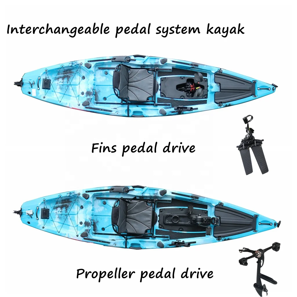 Customization Fishing Kayak with Pedal Drive 12 ft Single Person Hot Sale Sit on Top Plastic Sea Touring Kayak