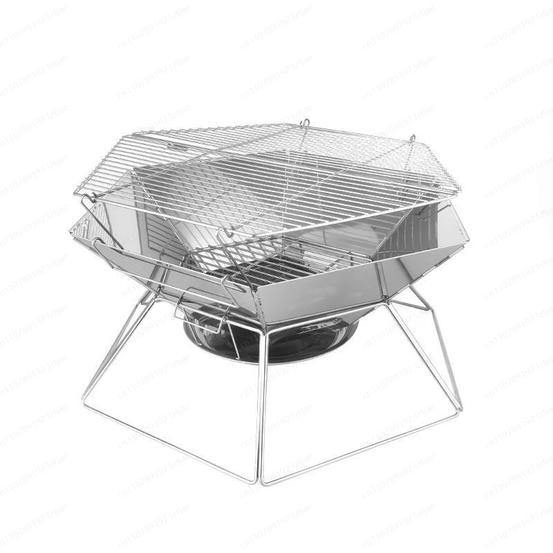Portable Wood Stove Brazier Camping Fire Wood Heater Folding Hike Barbecue BBQ Grill Stand Outdoor Camping