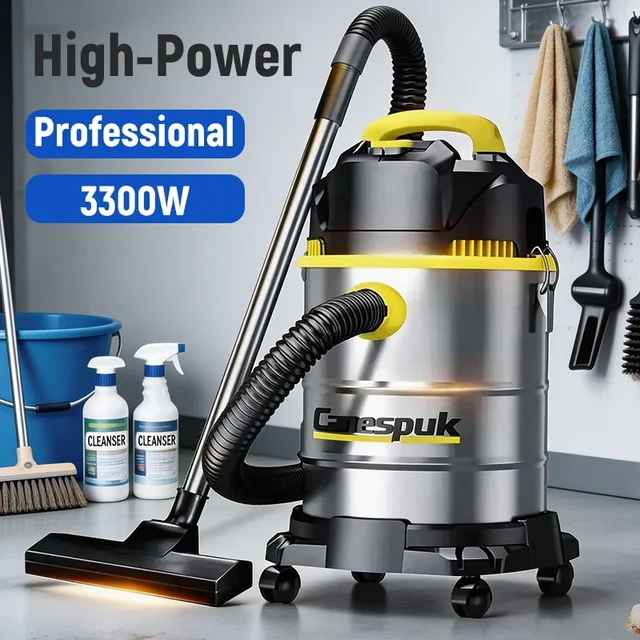 3300W Industrial Wet Dry Vacuum Cleaner High Power Commercial Shop Vacuum for Construction Garage Heavy Duty Vacuum Bucket 1