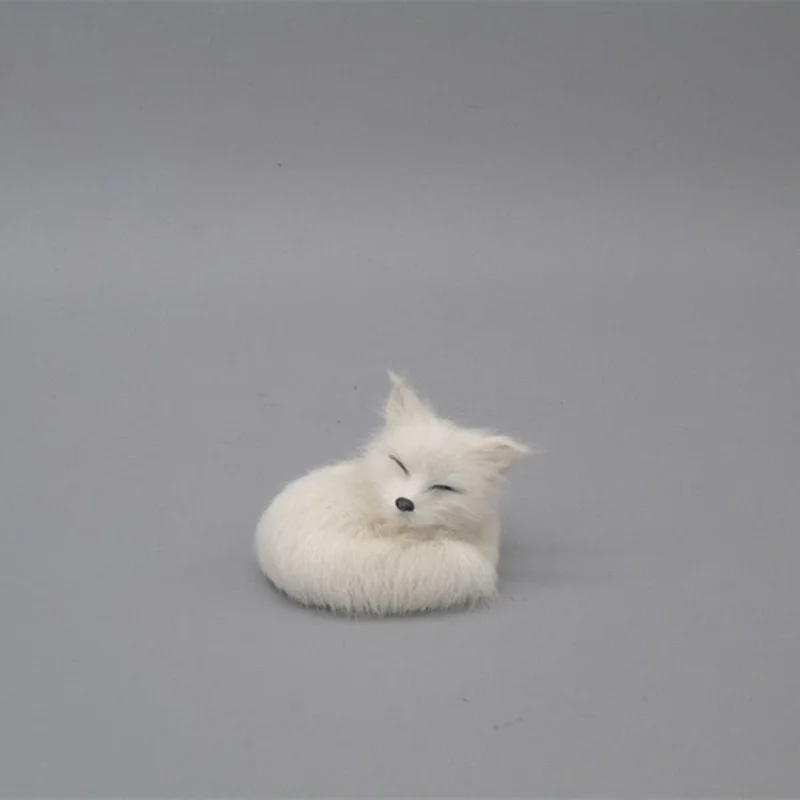 Simulation Fox Model Plastic&furs White Fox Craft Home Desk Decoration Scene Window Ornaments Kids Gift d7654