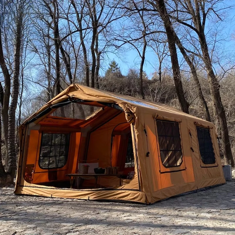 

Oxford Cotton Fabric Inflatable Glamping Camp air Tent Outdoor Camping Luxury Tent Waterproof House