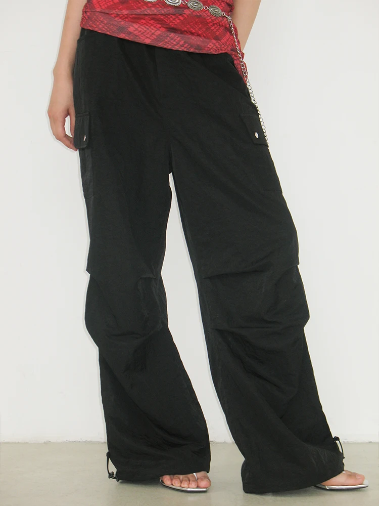 CECI Rebellious Player Loose Versatile Pants Thin High-End Simple Casual Pants Straight Leg Natural Waist Long Pants Nylon Fiber