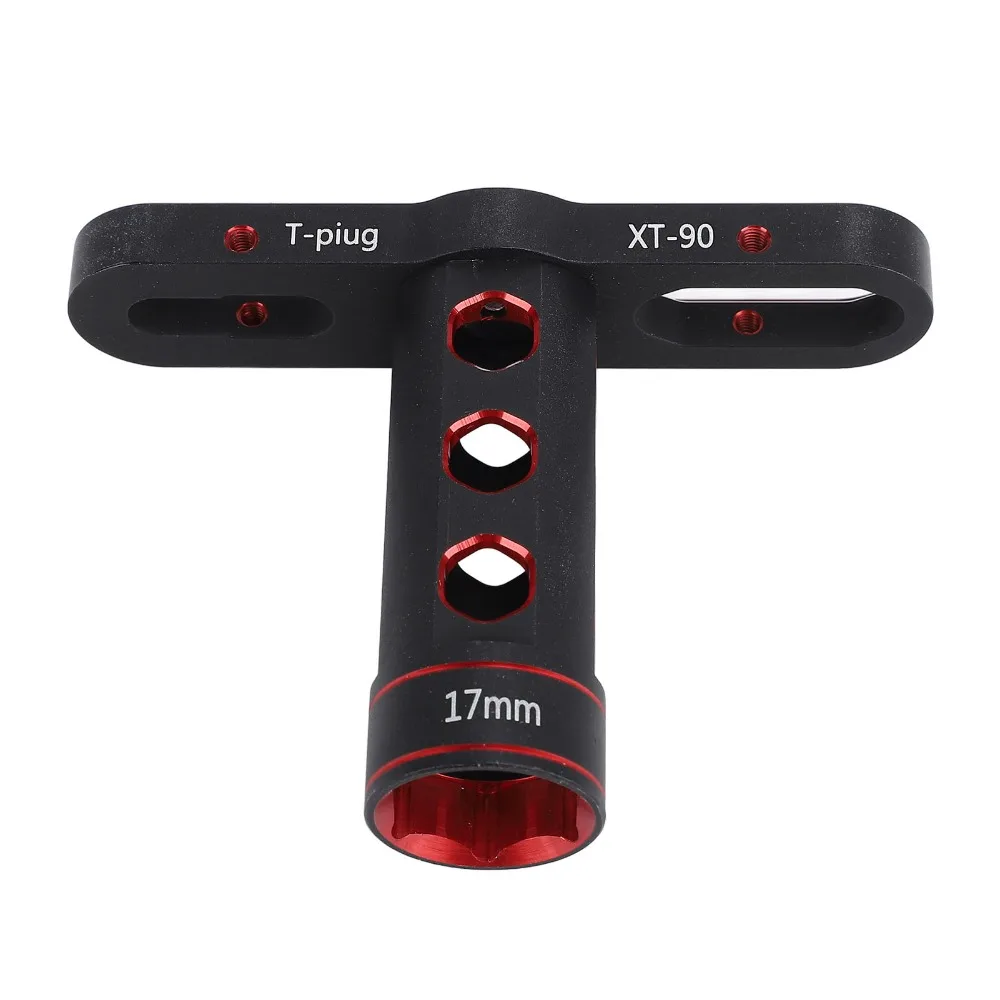 Durable 17mm RC Car Wheel Wrench Aluminum Alloy T Plug Hex Adapter Wrench Hex Socket Wrench for 1/8 1/10 RC Car RC Crawler