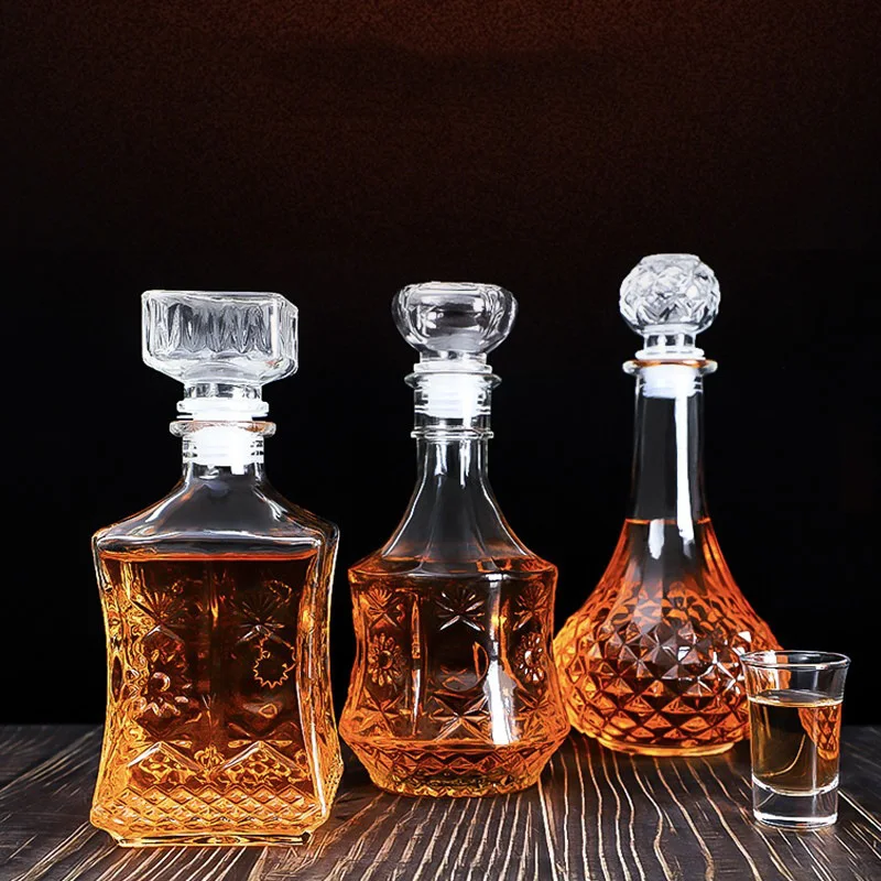 Luxury 500ML/1000ML Glass Liquor Decanter with Airtight Globe Stopper, Whiskey Decanter for Alcohol, Wine, Mouthwash