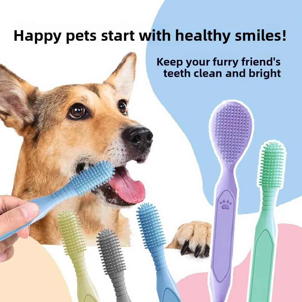 جديد أدوات العناية بالفم مزدوجة رئيس الكلب فرشاة الأسنان العناية بالأسنان الحيوانات الأليفة تنظيف الأسنان فرشاة القط فرشاة الأسنان القط #5